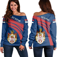 Serbia Coat Of Arms Shoulder Sweater Cricket RLT7 - Wonder Print Shop
