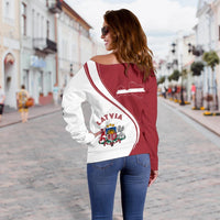 Latvia Women's Off Shoulder Sweater, Generation RLT6 - Wonder Print Shop