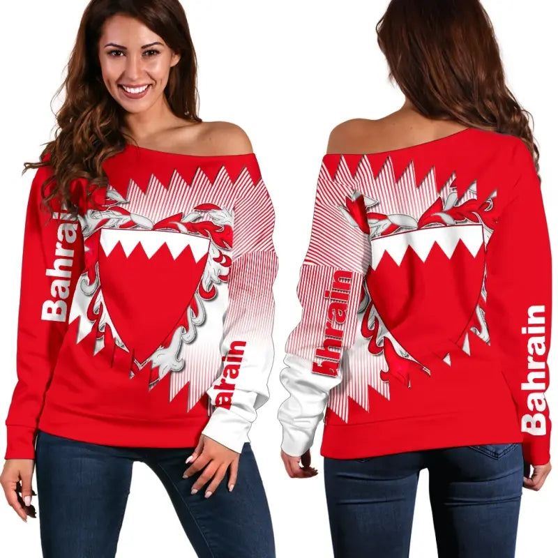 bahrain-special-flag-style-womens-off-shoulder-sweater