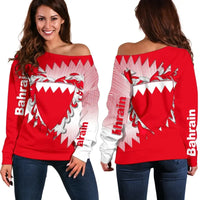 Bahrain Special Flag Style Womens Off Shoulder Sweater RLT8 - Wonder Print Shop