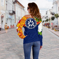 The Philippines Women's Off Shoulder Sweater, Filipino Sampaguita RLT6 - Wonder Print Shop