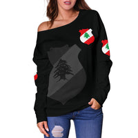 Lebanon Women's Off Shoulder Sweater RLT6 - Wonder Print Shop