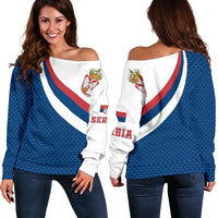 Serbia Women's Off Shoulder Sweater Serbia Flag Blue, RLT7 - Wonder Print Shop