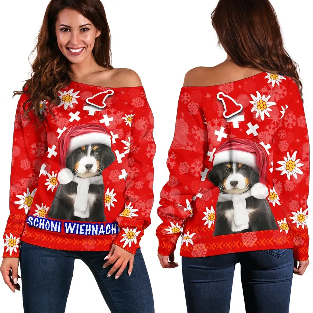 christmas-edelweiss-switzerland-off-shoulder-sweater-bernese-mountain-dog