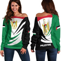 Palestine Off Shoulder Sweater Coat Of Arms BinCjou RLT13 - Wonder Print Shop