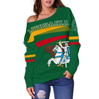 Lithuania Flag Women's Off Shoulder Sweater, Map Version RLT6 - Wonder Print Shop