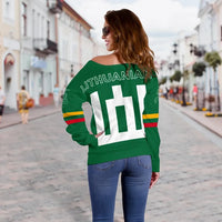 Lithuania Flag Women's Off Shoulder Sweater, Map Version RLT6 - Wonder Print Shop