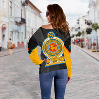 Sri Lanka Coat Of Arm Flag Women's Off Shoulder Sweater RLT7 - Wonder Print Shop