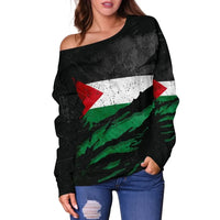 Palestine In Me Women's Off Shoulder Sweater, Special Grunge Style RLT13 - Wonder Print Shop