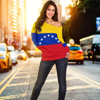 Venezuela Off Shoulder Sweater Flag RLT7 - Wonder Print Shop