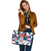 Leather Tote Bag - Serbia Flag Color With Coat Of Arm RLT7 - Wonder Print Shop