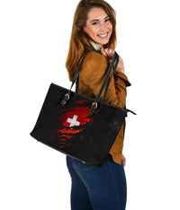 Switzerland In Me Leather Tote Special Grunge Style RLT13 - Wonder Print Shop