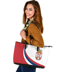 Serbia Leather Tote Bag Serbia Flag Red RLT7 - Wonder Print Shop