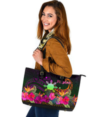 The Phillipines Leather Tote Summer Hibiscus RLT6 - Wonder Print Shop