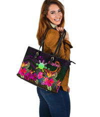 The Phillipines Leather Tote Summer Hibiscus RLT6 - Wonder Print Shop