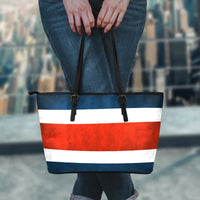 Costa Rica Grunge Flag Leather Tote Bag RLT13 - Wonder Print Shop