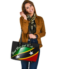 Saint Kitts and Nevis leatherTote Bags Saint Kitts and Nevis Flag RLT6 - Wonder Print Shop