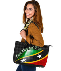 Saint Kitts and Nevis leatherTote Bags Saint Kitts and Nevis Flag RLT6 - Wonder Print Shop