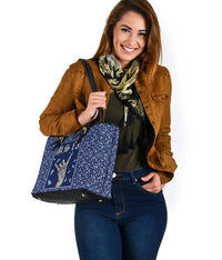 Leather Tote Blue Bandana RLT8 - Wonder Print Shop