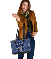 Leather Tote Blue Bandana RLT8 - Wonder Print Shop