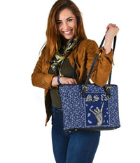 Leather Tote Blue Bandana RLT8 - Wonder Print Shop