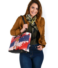 Serbia Leather Tote Serbia National Flag and Emblem RLT7 - Wonder Print Shop