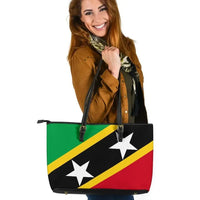 Saint Kitts and Nevis Leather Tote Bag Saint Kitts and Nevis Flag Style RLT6 - Wonder Print Shop
