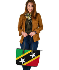 Saint Kitts and Nevis Leather Tote Bag Saint Kitts and Nevis Flag Style RLT6 - Wonder Print Shop