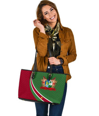 Suriname Leather Tote Bag Suriname Coat Of Arms and Flag Color RLT7 - Wonder Print Shop