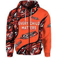 Orange Shirt Day Zip Hoodie Every Child Matters Aboriginal Feather LT8 - Wonder Print Shop