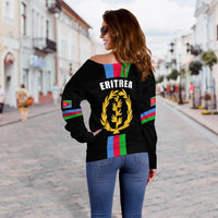 Eritrea Women Off Shoulder Striped Black LT13 - Wonder Print Shop