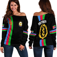 Eritrea Women Off Shoulder Striped Black LT13 - Wonder Print Shop