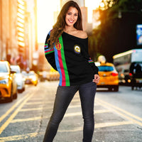 Eritrea Women Off Shoulder Striped Black LT13 - Wonder Print Shop