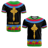 Custom Eritrea T Shirt Cross Flag Camel Black LT13 - Wonder Print Shop