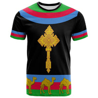Custom Eritrea T Shirt Cross Flag Camel Black LT13 - Wonder Print Shop