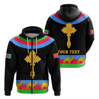 Custom Eritrea Zip Hoodie Cross Flag Camel Black LT13 - Wonder Print Shop