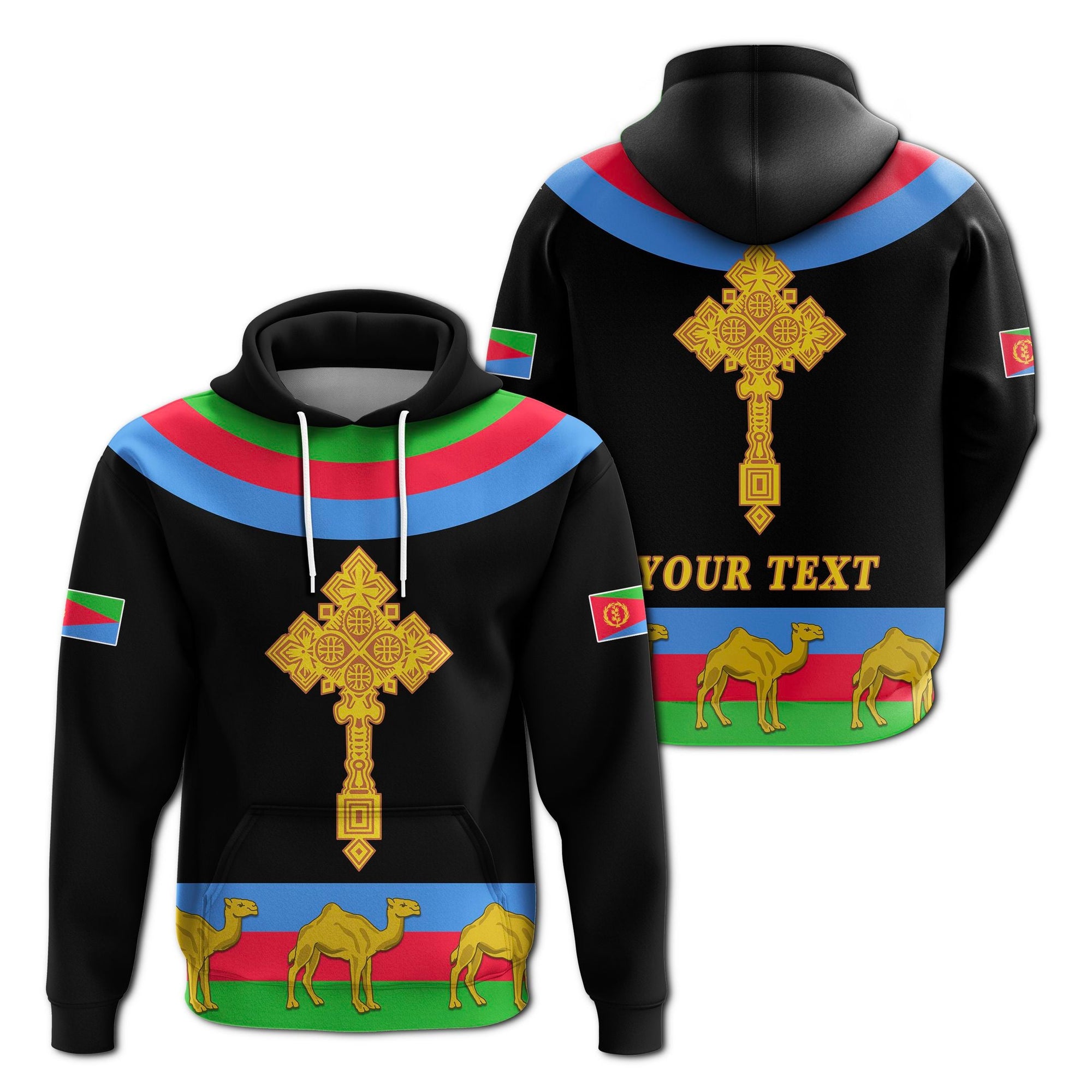 custom-personalised-eritrea-hoodie-cross-flag-camel-black