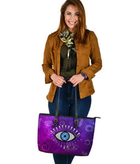 Leather Totes - Evil Eye Large Leather Tote Universe Style LT8 - Wonder Print Shop
