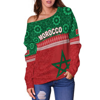 Morocco Pattern Off Shoulder Sweater Coat Of Arms LT13 - Wonder Print Shop