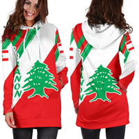 Lebanon Women's Hoodie Dress - Lebanon Flag Polygon Style24 RLT6 - Wonder Print Shop