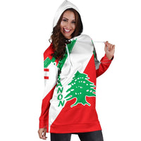 Lebanon Women's Hoodie Dress - Lebanon Flag Polygon Style24 RLT6 - Wonder Print Shop