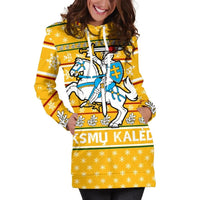 Lithuania Christmas Hoodie Dress - Yellow RLT6 - Wonder Print Shop
