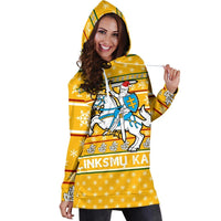 Lithuania Christmas Hoodie Dress - Yellow RLT6 - Wonder Print Shop