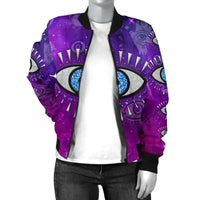 Jacket - Evil Eye Women's Bomber Jacket Universe Style LT8 - Wonder Print Shop