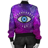 Jacket - Evil Eye Women's Bomber Jacket Universe Style LT8 - Wonder Print Shop