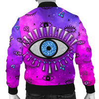 Jacket - Evil Eye Men's Bomber Jacket Simple Style - Pink LT8 - Wonder Print Shop