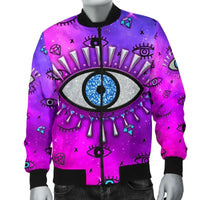 Jacket - Evil Eye Men's Bomber Jacket Simple Style - Pink LT8 - Wonder Print Shop