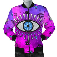 Jacket - Evil Eye Men's Bomber Jacket Simple Style - Pink LT8 - Wonder Print Shop