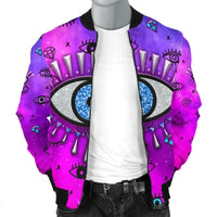 Jacket - Evil Eye Men's Bomber Jacket Simple Style - Pink LT8 - Wonder Print Shop