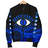 Jacket - Evil Eye Women's Bomber Jacket Original Style - Blue LT8 - Wonder Print Shop